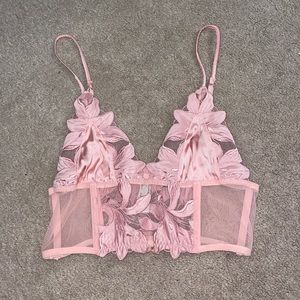 NEVER WORN pink Fleur du mal bralette, mesh satin